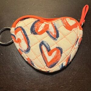 Vera Bradley Hearts Pink Heart Bag Charm Coin Purse/ Keychain Valentine’s Gift